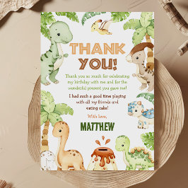 Tarjeta De Agradecimiento Cumpleaños De Dinosaurio Lindo A La Acuarela Con V