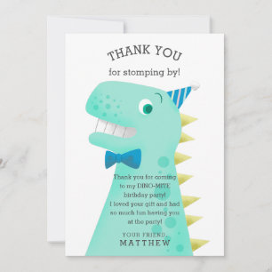 Tarjeta De Agradecimiento Cumpleaños de Dinosaurio para Niño