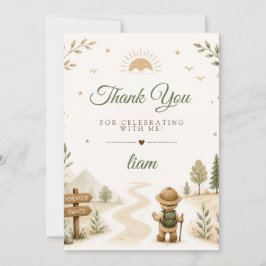 Tarjeta De Agradecimiento Cumpleaños de Dos Exploradores Boho Salvajes
