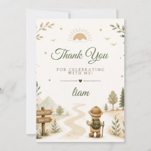 Tarjeta De Agradecimiento Cumpleaños de Dos Exploradores Boho Salvajes
