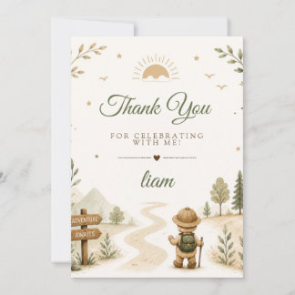 Tarjeta De Agradecimiento Cumpleaños de Dos Exploradores Boho Salvajes