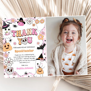 Tarjeta De Agradecimiento Cumpleaños de fantasma genial de Halloween
