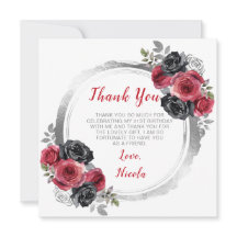 Cumpleaños de Flores Elegantes Rojas y Plateadas