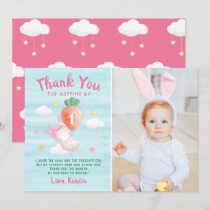 Tarjeta De Agradecimiento Cumpleaños de foto de algún conejito rosa lindo co