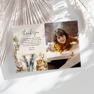 Tarjeta De Agradecimiento Cumpleaños de foto de animal salvaje para niños