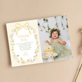 Tarjeta De Agradecimiento Cumpleaños de foto de rayas florales de lazo amari