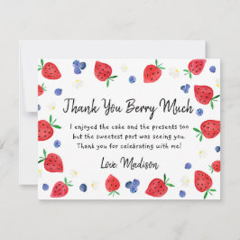 Tarjeta De Agradecimiento Cumpleaños de fresa Blueberry