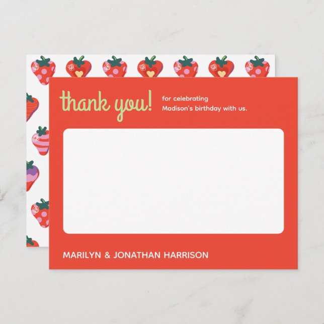 Tarjeta De Agradecimiento Cumpleaños de Fresa Especial Berry (Anverso / Reverso)