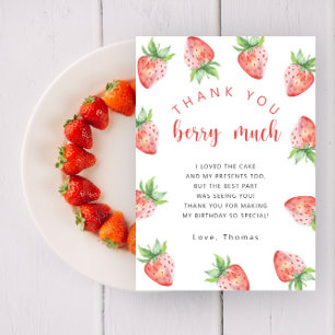 Tarjeta De Agradecimiento Cumpleaños de fresas gracias fresas