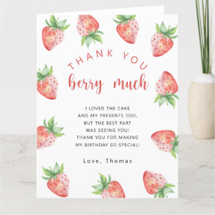 Tarjeta De Agradecimiento Cumpleaños de fresas gracias mil