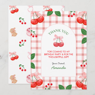 Tarjeta De Agradecimiento Cumpleaños de Fruta de Cereza