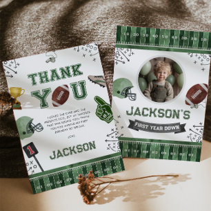 Tarjeta De Agradecimiento Cumpleaños de Fútbol de Primer Año Gracias