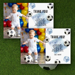 Tarjeta De Agradecimiento Cumpleaños de fútbol primer año abajo Gracias
