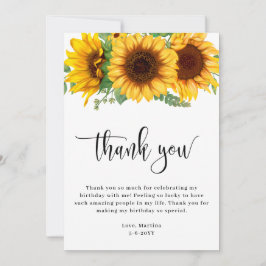 Tarjeta De Agradecimiento Cumpleaños de Girasoles