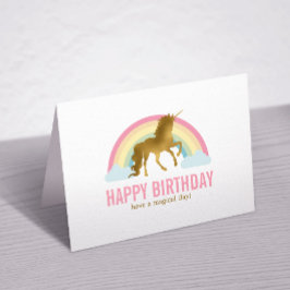Tarjeta De Agradecimiento Cumpleaños de Gold Unicorn
