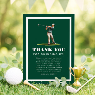 Tarjeta De Agradecimiento Cumpleaños de Golf Deportes Verde Moderno