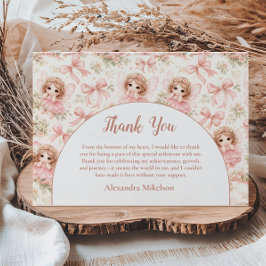 Tarjeta De Agradecimiento Cumpleaños de hada 1er año Jardín caprichoso