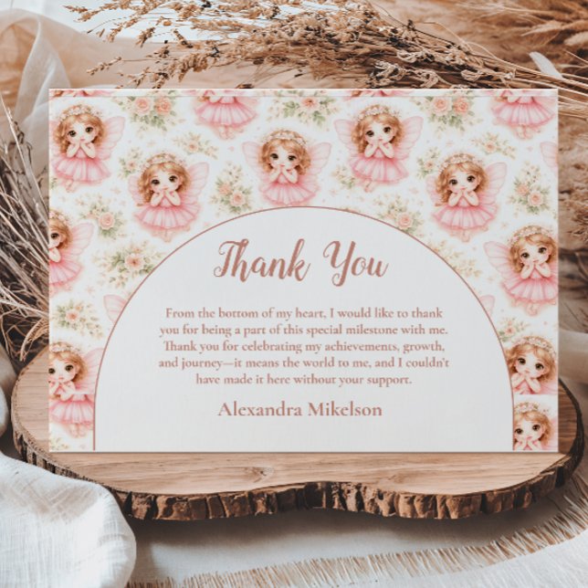 Tarjeta De Agradecimiento Cumpleaños de hada 1er Jardín Rosa (Subido por el creador)