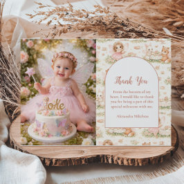 Tarjeta De Agradecimiento Cumpleaños de hada caprichosa rosa