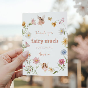 Tarjeta De Agradecimiento Cumpleaños de Hada con Acuarela de Flores Silvestr
