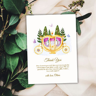 Tarjeta De Agradecimiento Cumpleaños de Hada del Bosque Princesa Carruaje Be