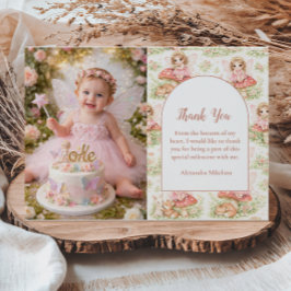 Tarjeta De Agradecimiento Cumpleaños de Hada del Jardín Encantado