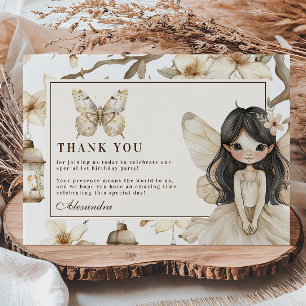 Tarjeta De Agradecimiento Cumpleaños de hadas con flores silvestres