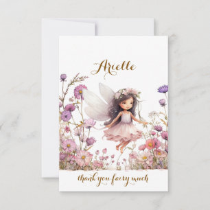 Tarjeta De Agradecimiento Cumpleaños de hadas de lavanda flor silvestre grac