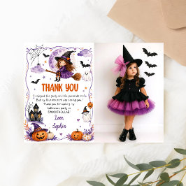 Tarjeta De Agradecimiento Cumpleaños de Halloween con acuarela linda