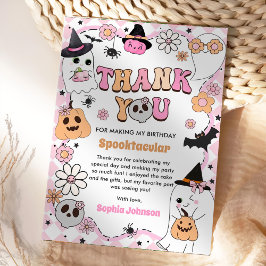 Tarjeta De Agradecimiento Cumpleaños de Halloween Groovy Ghost