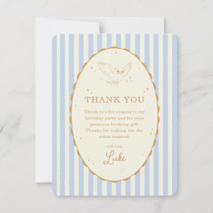 Tarjeta De Agradecimiento Cumpleaños de Harry Potter Hedwig Franja Azul