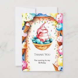 Tarjeta De Agradecimiento Cumpleaños de Helado Cremoso Divertido Personaliza