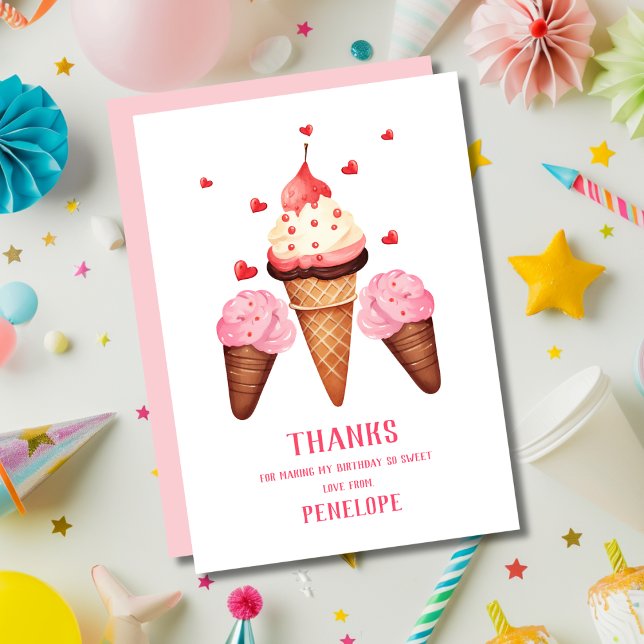 Tarjeta De Agradecimiento Cumpleaños de helado dulce y lindo dos  (Subido por el creador)