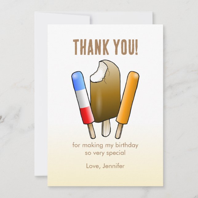 Tarjeta De Agradecimiento Cumpleaños de helado y diversión (Anverso)