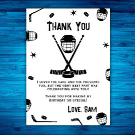 Tarjeta De Agradecimiento Cumpleaños de hockey sobre hielo, Fiesta de hockey