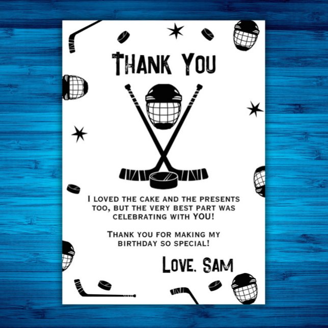 Tarjeta De Agradecimiento Cumpleaños de hockey sobre hielo, Fiesta de hockey (Subido por el creador)