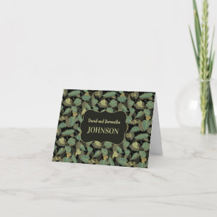 Tarjeta De Agradecimiento Cumpleaños de hoja elegante con inicial botánica