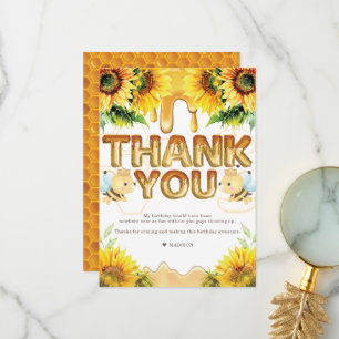 Tarjeta De Agradecimiento Cumpleaños de Honey Bee en Baby Shower