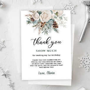 Tarjeta De Agradecimiento Cumpleaños de invierno perenne primero