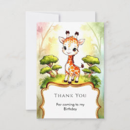 Tarjeta De Agradecimiento Cumpleaños de Jirafa Poco Caprichosa