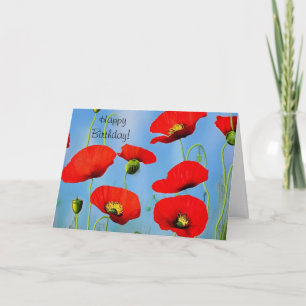 Tarjeta De Agradecimiento Cumpleaños de la amapola roja