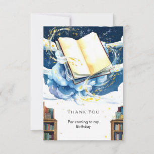 Tarjeta De Agradecimiento Cumpleaños de la biblioteca mágica editable Storyb