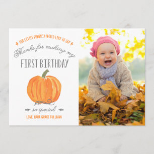 Tarjeta De Agradecimiento Cumpleaños de la calabaza el de la caída el