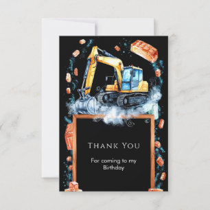 Tarjeta De Agradecimiento Cumpleaños de la Construcción de la Excavadora Boh