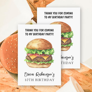 Tarjeta De Agradecimiento Cumpleaños de la Hamburguesa de Acuarela Gracias