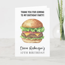 Tarjeta De Agradecimiento Cumpleaños de la Hamburguesa de Acuarela Gracias