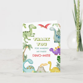 Tarjeta De Agradecimiento Cumpleaños de la Jungla de Dinosaurios Gracias