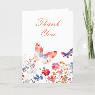 Tarjeta De Agradecimiento Cumpleaños de la mariposa de verano floral