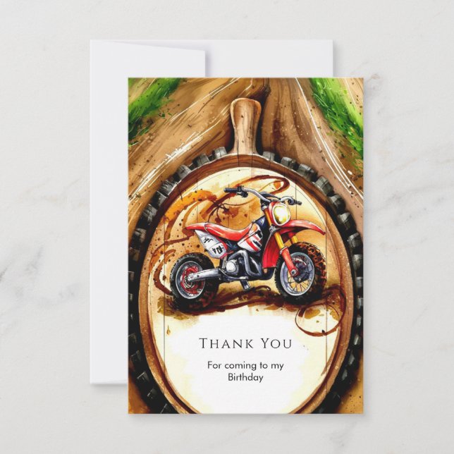 Tarjeta De Agradecimiento Cumpleaños de la motocicleta mágica colorida (Anverso)