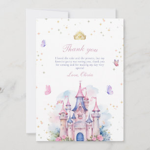 Tarjeta De Agradecimiento Cumpleaños de la niña del castillo de princesas, F